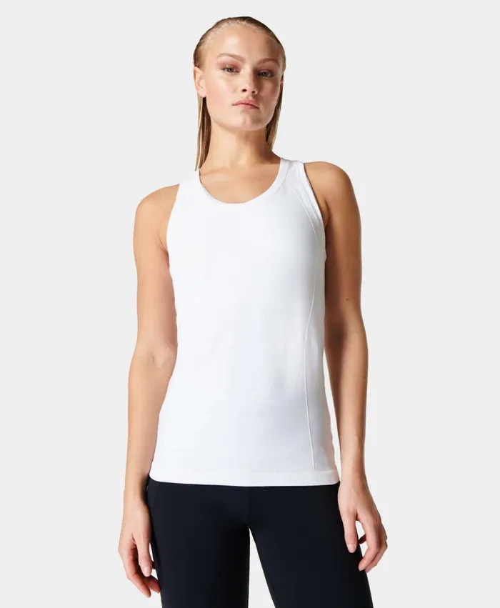 Women Athlete Seamless Gym Vest White Sweaty Betty Vest Tops