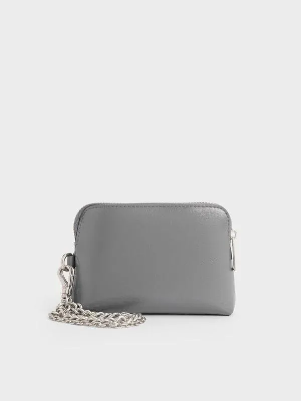 Women Atwood CrinkleEffect ChainHandle Pouch 8211 Grey CHARLES and KEITH Wristlets and Pouches