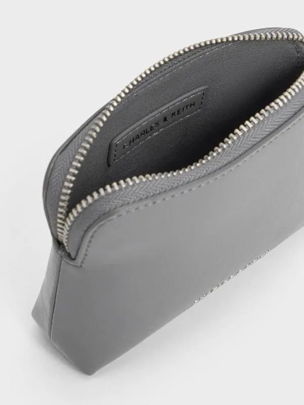 Women Atwood CrinkleEffect ChainHandle Pouch 8211 Grey CHARLES and KEITH Wristlets and Pouches