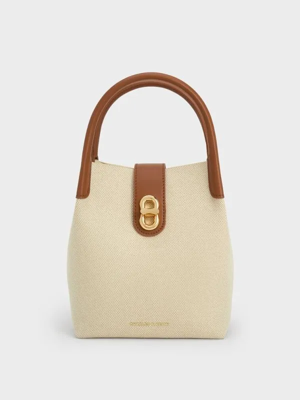 Women Aubrielle Canvas Bucket Bag 8211 Tan CHARLES and KEITH Bucket Bags