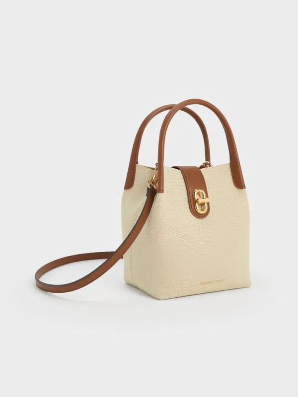 Women Aubrielle Canvas Bucket Bag 8211 Tan CHARLES and KEITH Bucket Bags