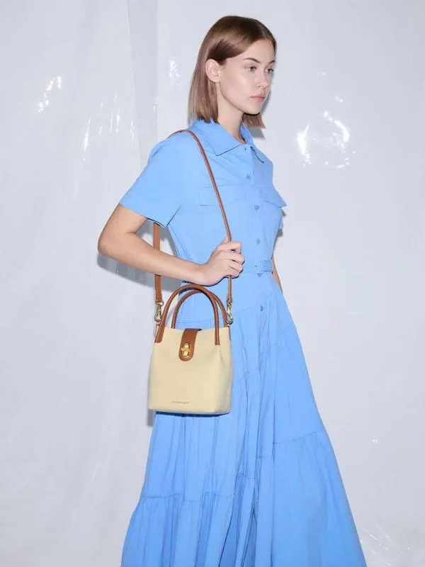 Women Aubrielle Canvas Bucket Bag 8211 Tan CHARLES and KEITH Bucket Bags
