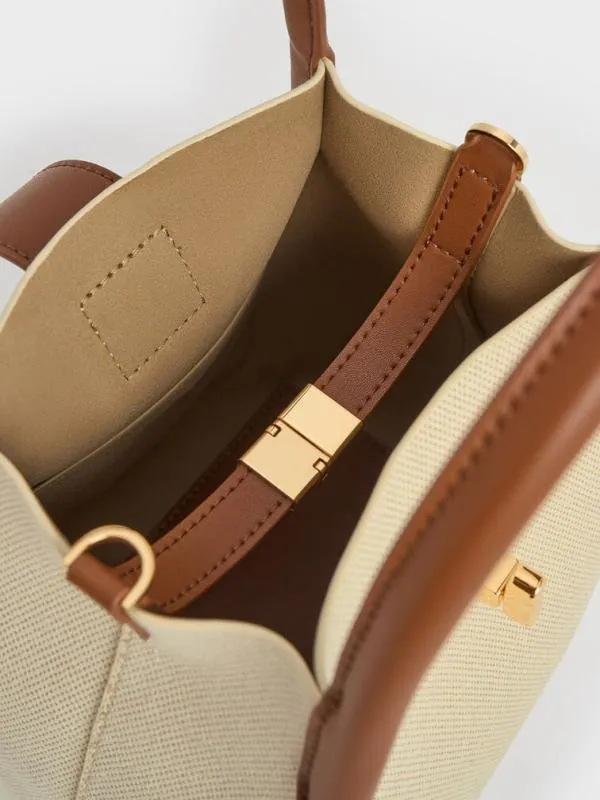 Women Aubrielle Canvas Bucket Bag 8211 Tan CHARLES and KEITH Bucket Bags