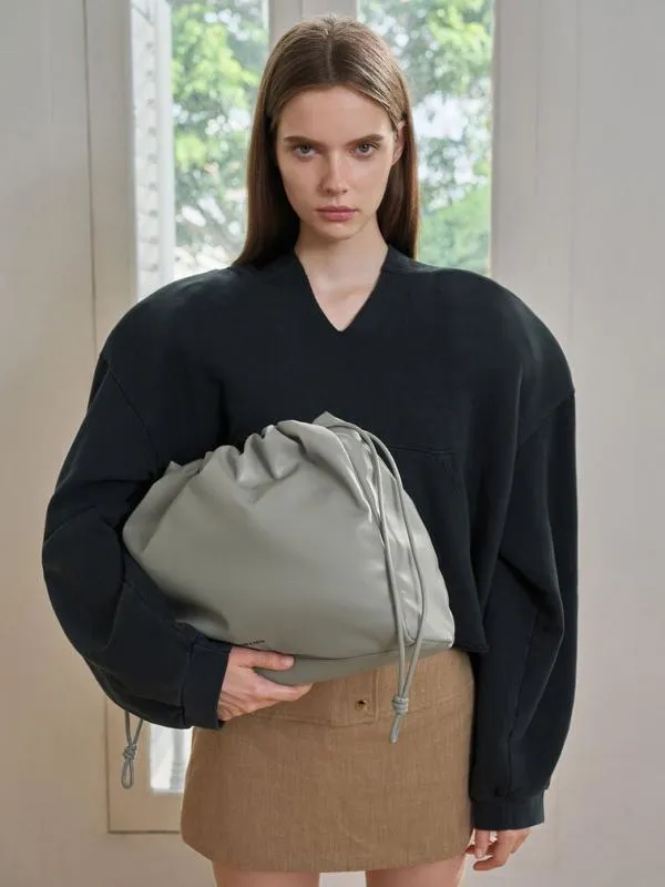Women Bethel Ruched Drawstring Tote Bag 8211 Grey CHARLES and KEITH Slouchy Bags