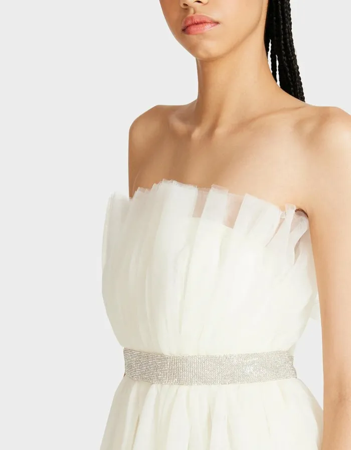Women BETSEYS BLING TULLE DRESS CREAM Cream Betsey Johnson