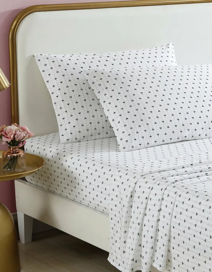 Women BETSEYS RIBBON PINSTRIPE WHITE TWIN SHEET SET MULTI Betsey Johnson Women BETSEYS RIBBON PINSTRIPE WHITE TWIN SHEET SET MULTI Betsey Johnson