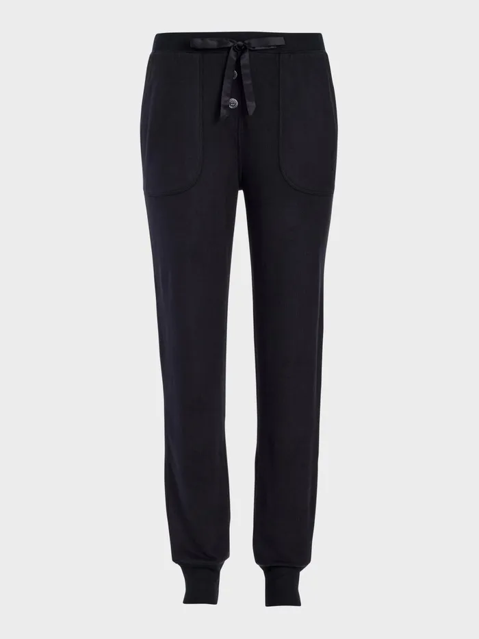 Women Black Plush Easy Pj Pant Black Peter Alexander Lounge
