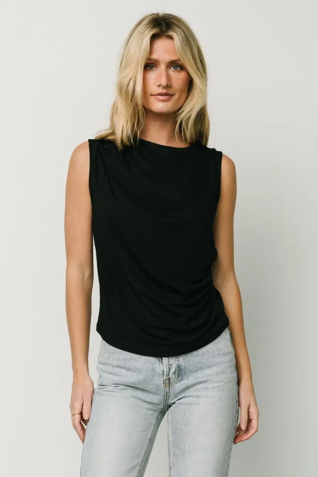 Women Blouses Shirts Baltic Born Jia Ruched Tank Top Black