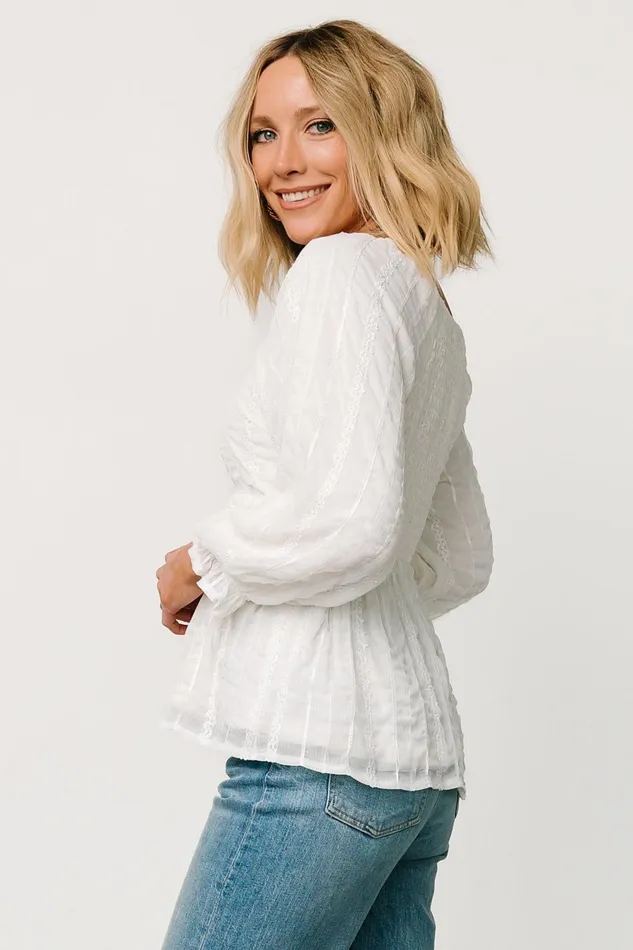 Women Blouses Shirts Baltic Born Priscilla Embroidered Top Ivory