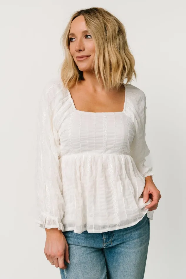 Women Blouses Shirts Baltic Born Priscilla Embroidered Top Ivory