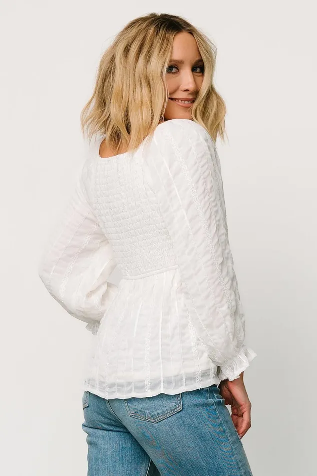 Women Blouses Shirts Baltic Born Priscilla Embroidered Top Ivory