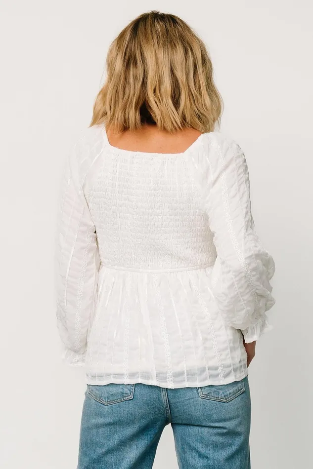 Women Blouses Shirts Baltic Born Priscilla Embroidered Top Ivory
