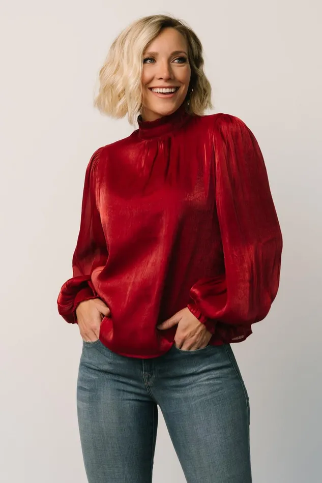 Women Blouses Shirts Baltic Born Willa Shimmer Top Wine