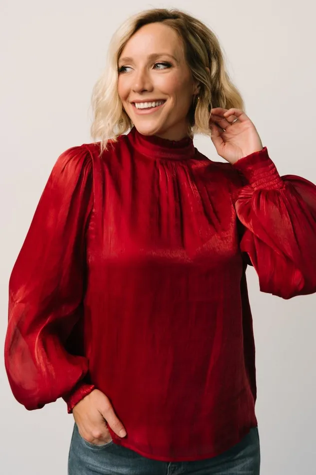 Women Blouses Shirts Baltic Born Willa Shimmer Top Wine