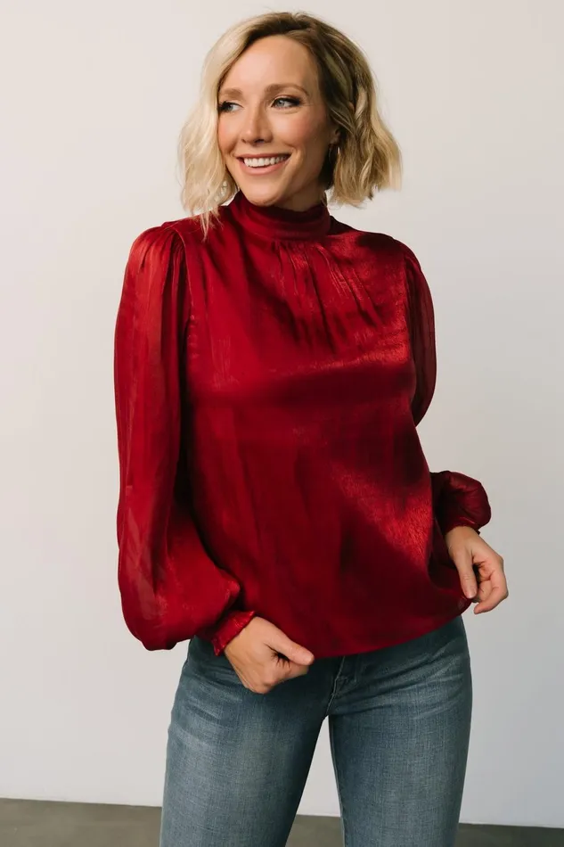 Women Blouses Shirts Baltic Born Willa Shimmer Top Wine