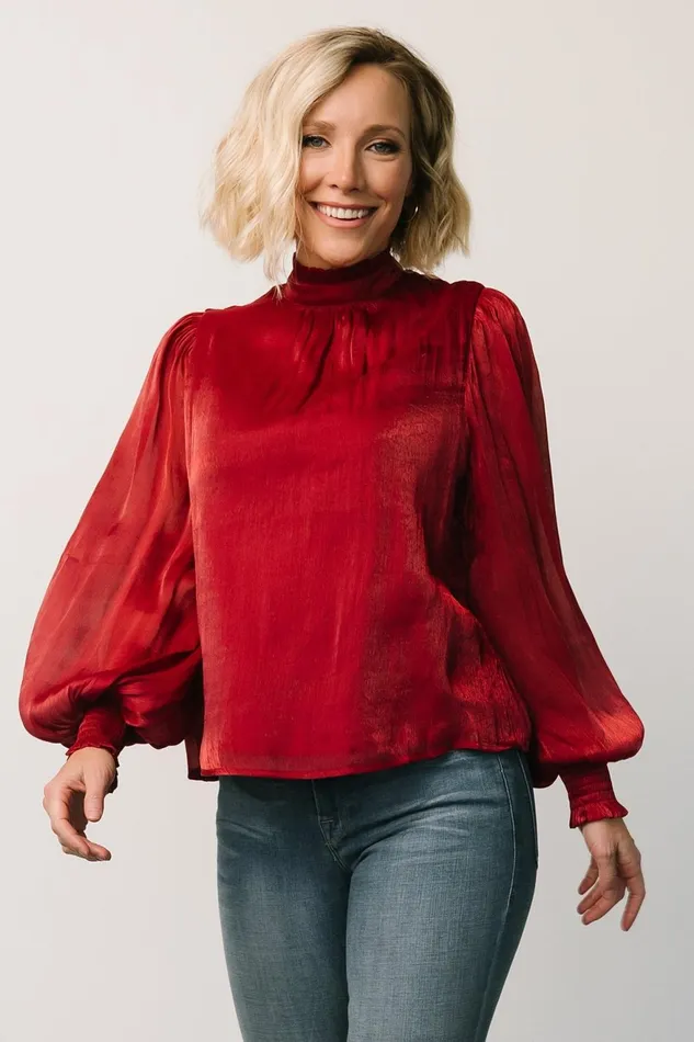 Women Blouses Shirts Baltic Born Willa Shimmer Top Wine