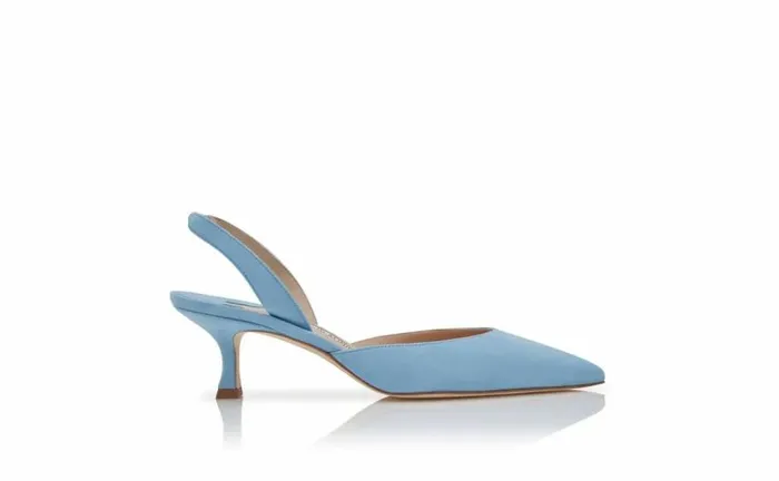 Women Blue Suede Slingback Pumps Manolo Blahnik Pumps