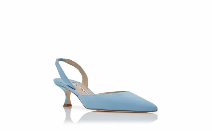 Women Blue Suede Slingback Pumps Manolo Blahnik Pumps