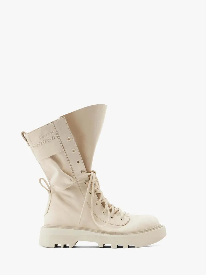 Women Boots JW Anderson COMBAT LEATHER BOOTS Off White