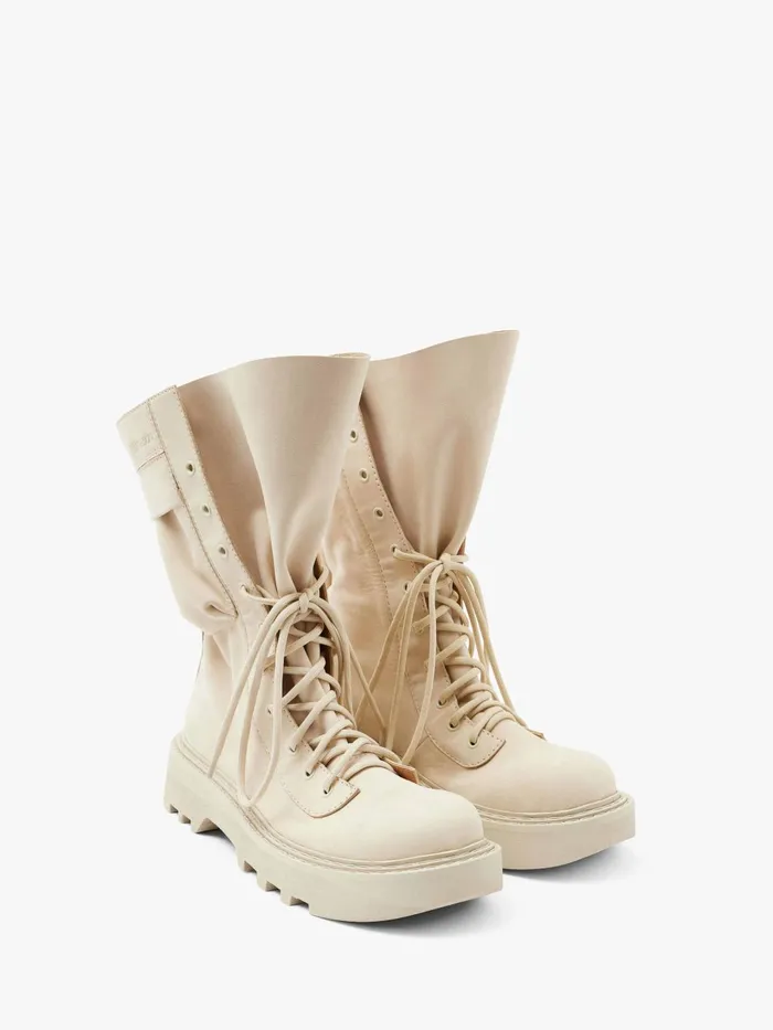 Women Boots JW Anderson COMBAT LEATHER BOOTS Off White Women Boots JW Anderson COMBAT LEATHER BOOTS Off White