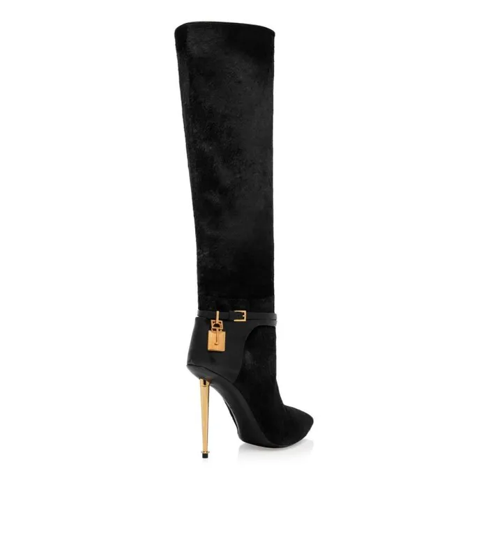 Women Boots Tom Ford Calf Hair Padlock Boot Black Women Boots Tom Ford Calf Hair Padlock Boot Black