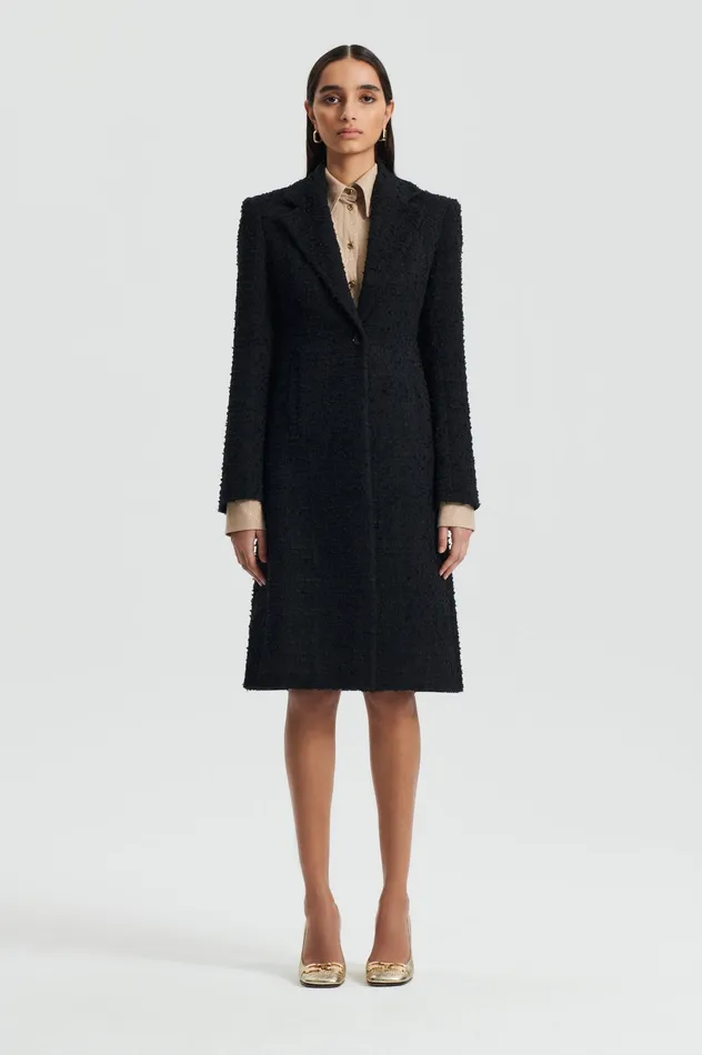 Women BOUCLE COAT BLACK Coats Scanlan Theodore Women BOUCLE COAT BLACK Coats Scanlan Theodore