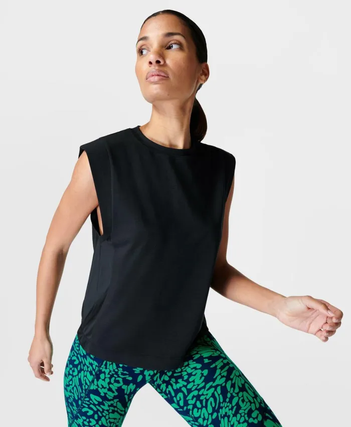 Women Breathe Easy Boxy Gym TShirt Black Sweaty Betty TShirts