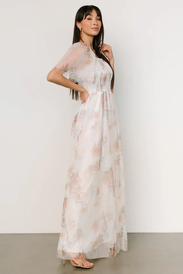 Women Bridal Baltic Born Cassandra Tulle Maxi Dress White Multi