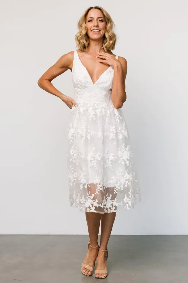 Women Bridal Baltic Born Dante Applique Midi Dress Off White