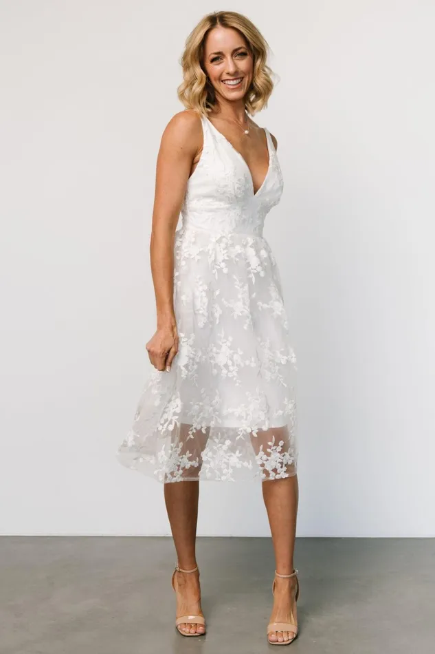Women Bridal Baltic Born Dante Applique Midi Dress Off White Women Bridal Baltic Born Dante Applique Midi Dress Off White