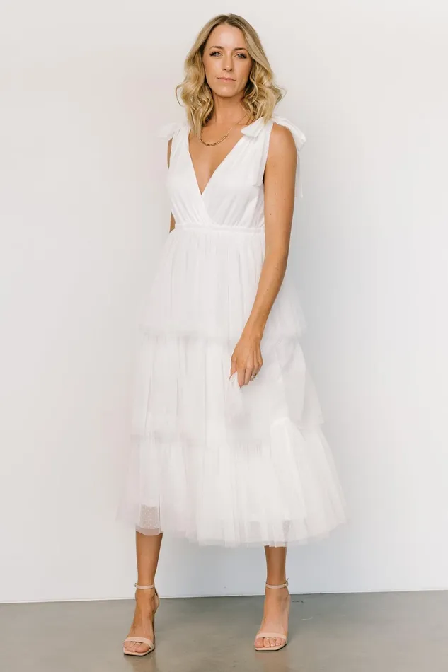 Women Bridal Baltic Born Tessa Tiered Tulle Tank Dress White Women Bridal Baltic Born Tessa Tiered Tulle Tank Dress White