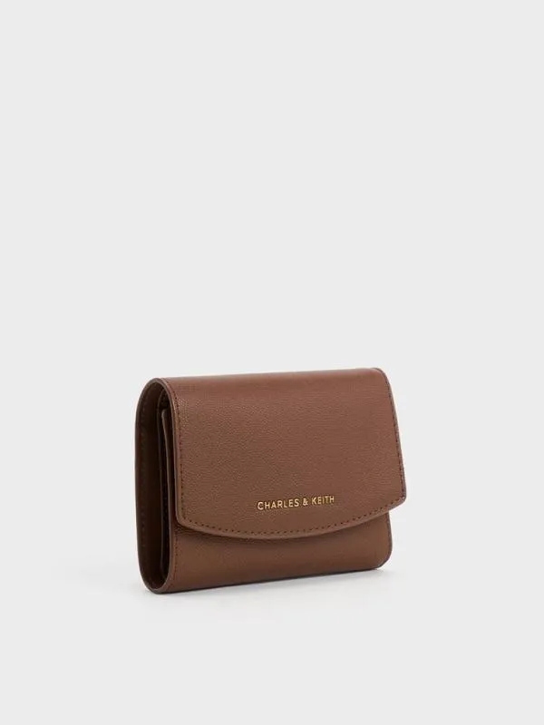 Women Briony Curved Flap Wallet 8211 Chocolate CHARLES and KEITH Small Wallets