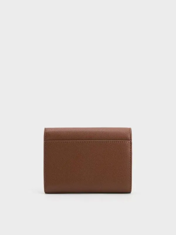 Women Briony Curved Flap Wallet 8211 Chocolate CHARLES and KEITH Small Wallets