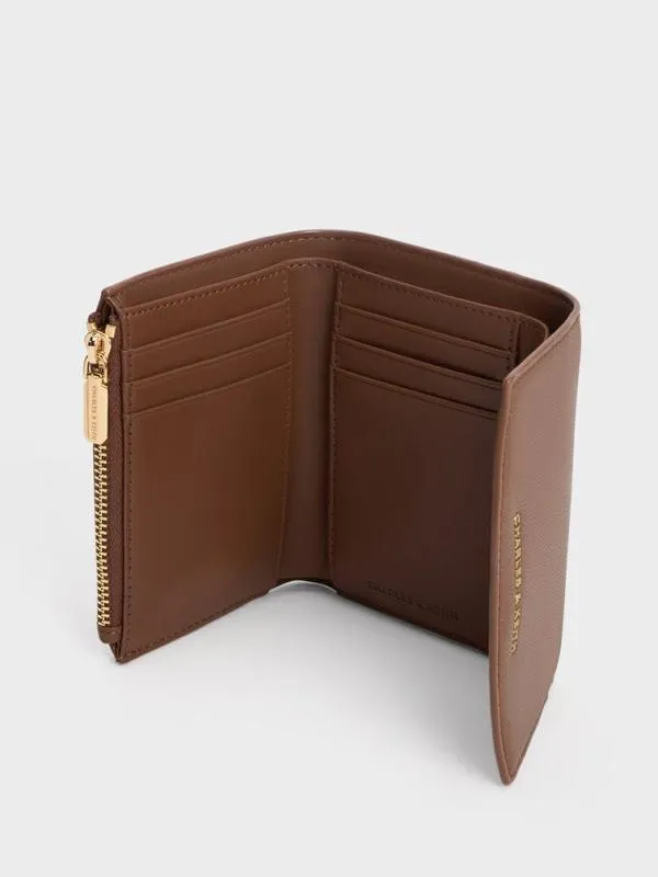 Women Briony Curved Flap Wallet 8211 Chocolate CHARLES and KEITH Small Wallets