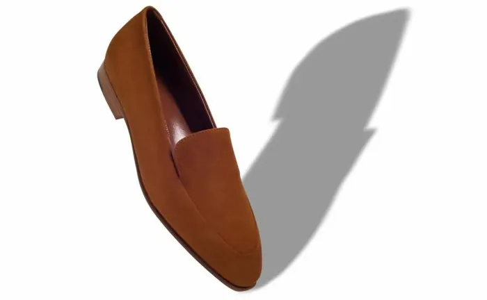 Women Brown Suede Loafers Manolo Blahnik Flats