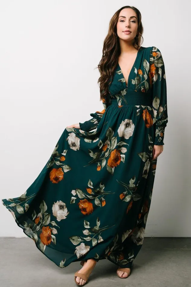 Women Bump Friendly Baltic Born Olivia Maxi Dress Deep Topaz Floral
