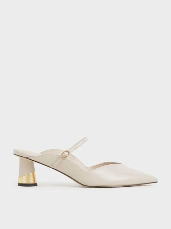 Women Cammie Metallic Sculptural Heel Mules 8211 Chalk CHARLES and KEITH Heels Women Cammie Metallic Sculptural Heel Mules 8211 Chalk CHARLES and KEITH Heels