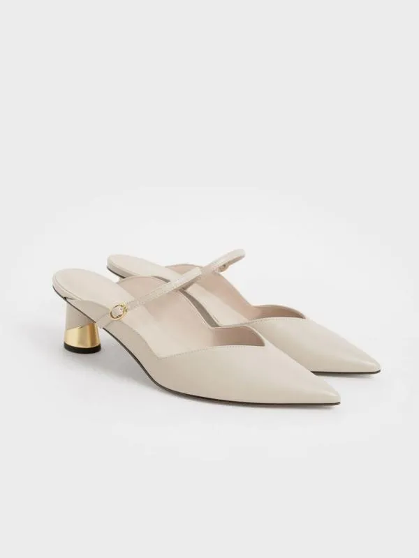 Women Cammie Metallic Sculptural Heel Mules 8211 Chalk CHARLES and KEITH Heels Women Cammie Metallic Sculptural Heel Mules 8211 Chalk CHARLES and KEITH Heels