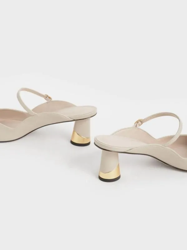 Women Cammie Metallic Sculptural Heel Mules 8211 Chalk CHARLES and KEITH Heels Women Cammie Metallic Sculptural Heel Mules 8211 Chalk CHARLES and KEITH Heels