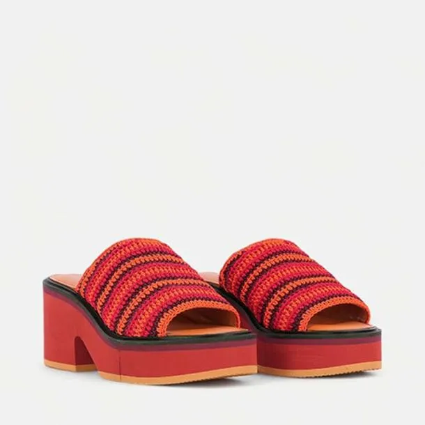 Women CARACO Crochet Red Clergerie Mules