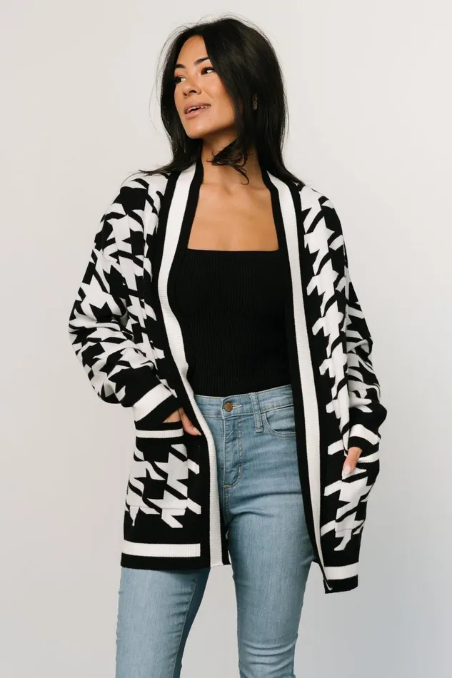 Women Cardigans Baltic Born Leroy Houndstooth Cardigan Black White Women Cardigans Baltic Born Leroy Houndstooth Cardigan Black White