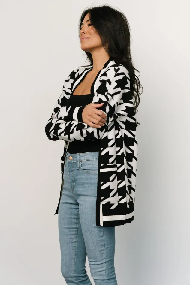 Women Cardigans Baltic Born Leroy Houndstooth Cardigan Black White Women Cardigans Baltic Born Leroy Houndstooth Cardigan Black White