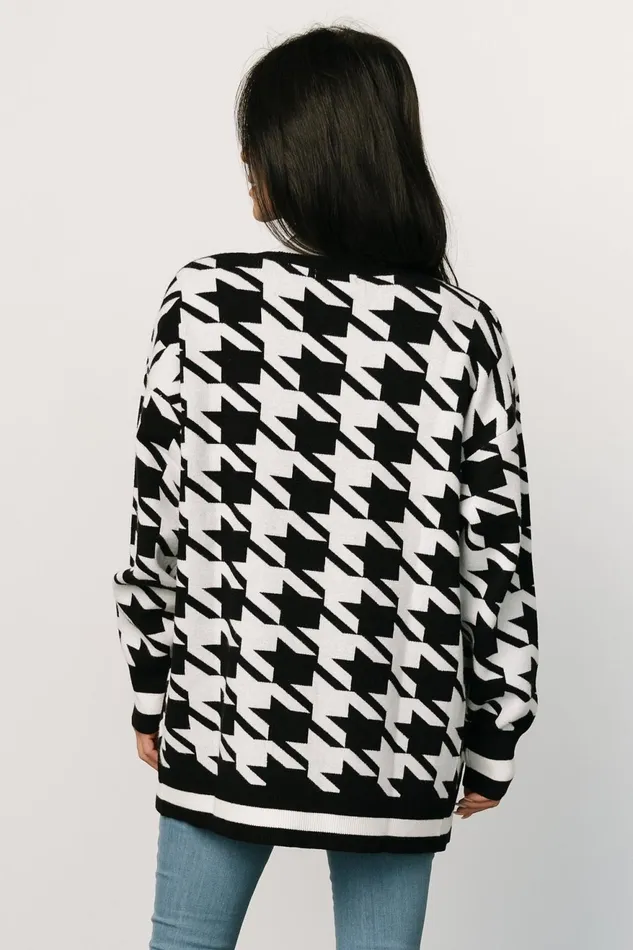 Women Cardigans Baltic Born Leroy Houndstooth Cardigan Black White Women Cardigans Baltic Born Leroy Houndstooth Cardigan Black White