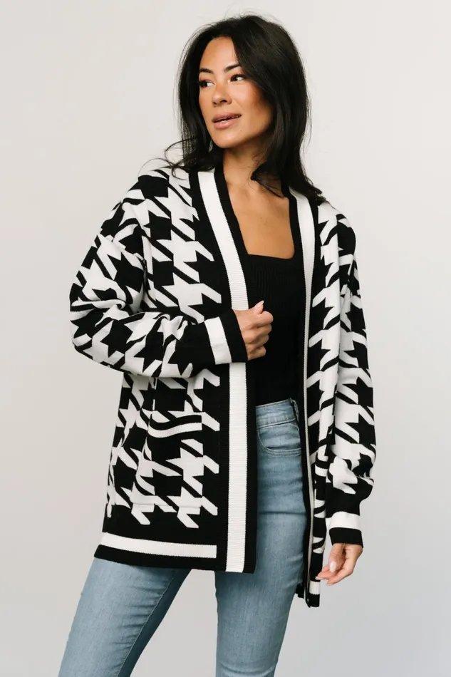 Women Cardigans Baltic Born Leroy Houndstooth Cardigan Black White Women Cardigans Baltic Born Leroy Houndstooth Cardigan Black White