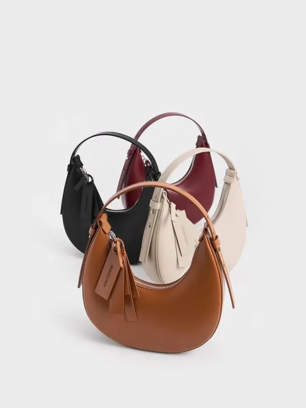 Women Carey Crescent Hobo Bag 8211 Burgundy CHARLES and KEITH Hobo Bags