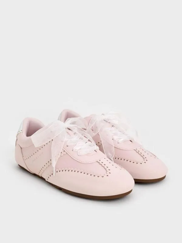 Women Cece Heart SheerLace Sneakers 8211 Light Pink CHARLES and KEITH Sneakers
