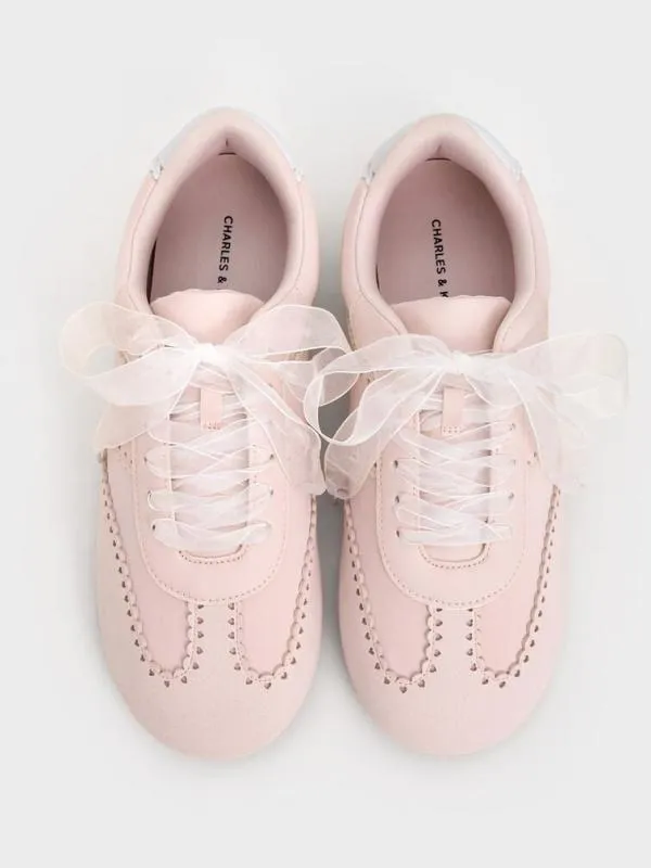 Women Cece Heart SheerLace Sneakers 8211 Light Pink CHARLES and KEITH Sneakers