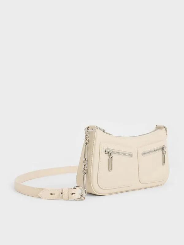 Women ChainStrap Shoulder Bag 8211 Beige CHARLES and KEITH Shoulder Bags