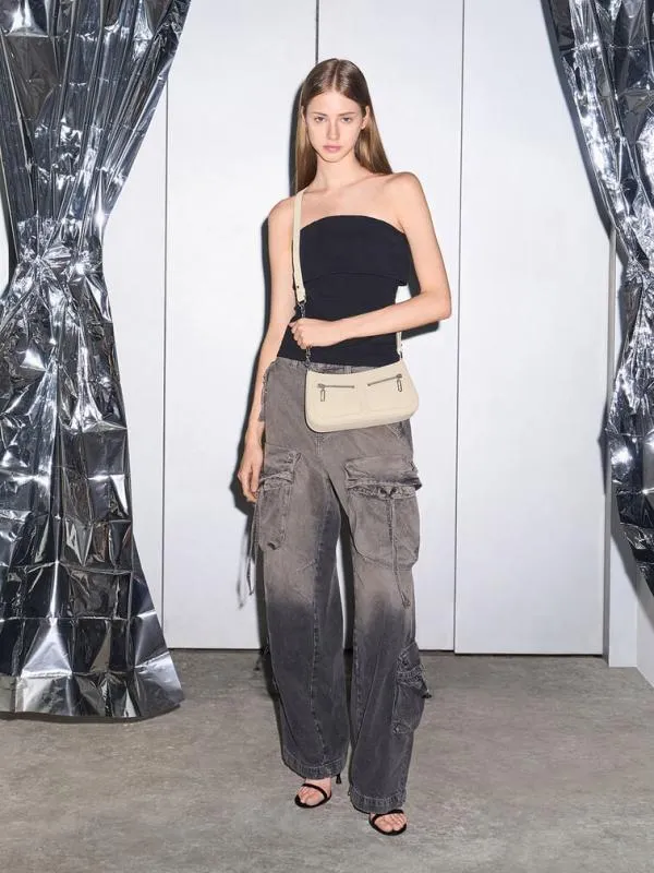 Women ChainStrap Shoulder Bag 8211 Beige CHARLES and KEITH Shoulder Bags