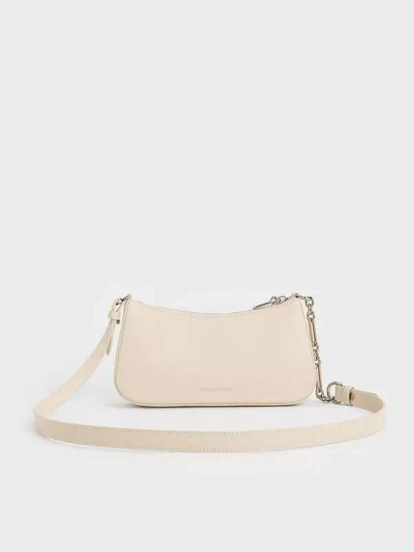 Women ChainStrap Shoulder Bag 8211 Beige CHARLES and KEITH Shoulder Bags